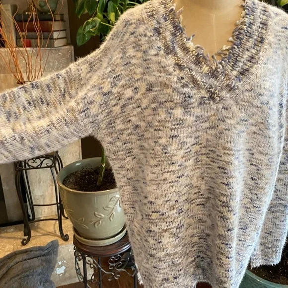 Anthropologie Frayed Confetti Oversized sweater